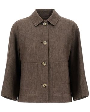 Herno Button-Fastening Linen Jacket - Brown