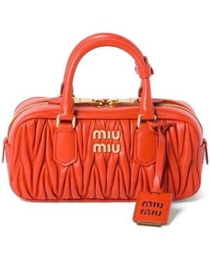 Miu Miu Sac Matelassé Arcadie En Cuir Nappa - Red