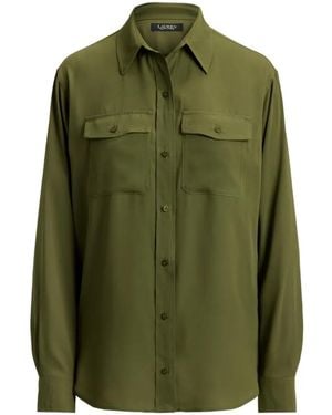 Ralph Lauren Pocket-Detail Georgette Shirt - Green