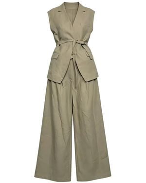 Brunello Cucinelli Tie-Fastening Waistcoat And Palazzo Pants - Green