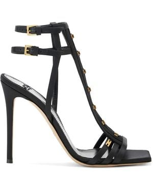 Elisabetta Franchi Satin Ankle-Strap Heeled Sandals - Black