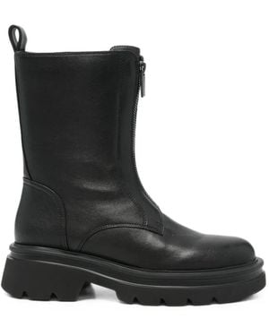 Bruno Premi Front-Zip Chunky-Sole Boots - Black