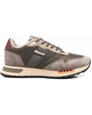 Blauer Ryder Paneled Suede Sneakers - White