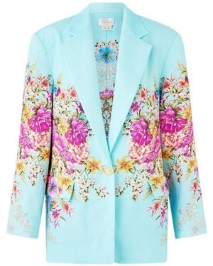 CAMILLA Boyfriend Floral-Pattern Blazer - Blue