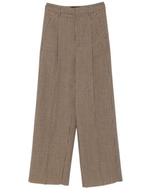 The Seafarer Houndstooth-Pattern Wide-Leg Trousers - Grey
