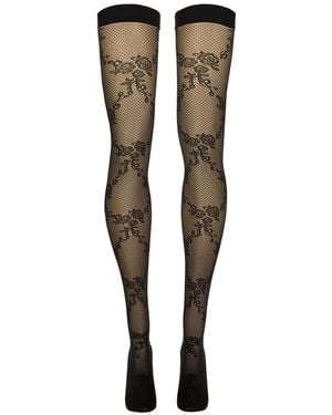 Wolford Floral-Lace Stay-Up Stockings - Black