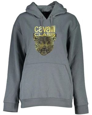 Roberto Cavalli Hoodie À Logo Imprimé Et Imprimé Léopard - Grey