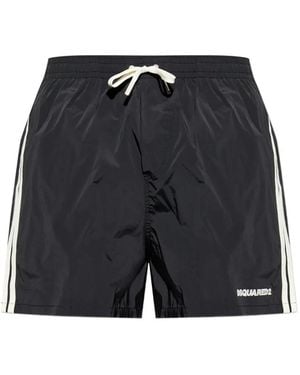 DSquared² Logo Midi Swim Boxer Shorts - Black