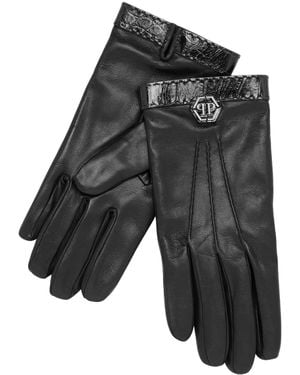 Philipp Plein レザーグローブ - グレー