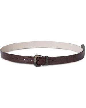 Brunello Cucinelli Ceinture À Effet Peau De Lézard - White