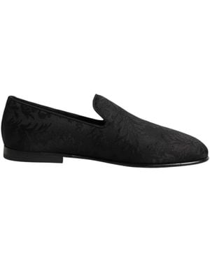 Dolce & Gabbana Floral-Pattern Loafers - Black