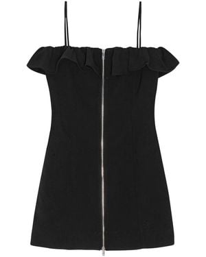 Ganni Ruffle-Trim Minidress - Black