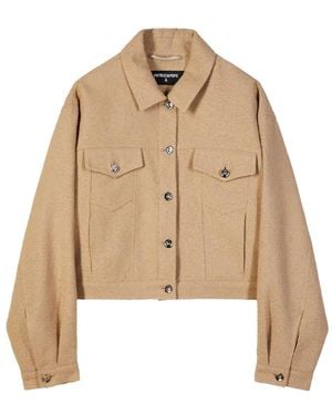 Patrizia Pepe Cropped Button-Up Jacket - Natural