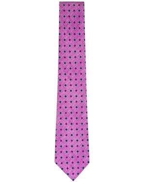 Kiton Floral-Print Silk Tie - Purple