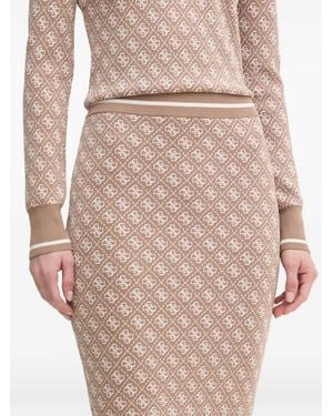 Guess Patterned Rib-Knit Skirt - Natural