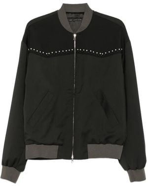 Low Brand Bead-Embellished Bomber Jacket - Black