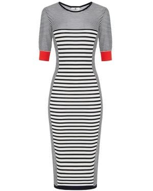 Elisabetta Franchi Knit Fabric Dress With A Mix Of Stripes - White