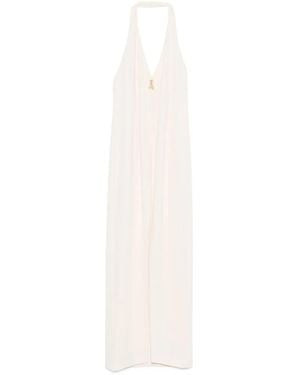 Patrizia Pepe Halter-Neck Open-Back Maxi Dress - White