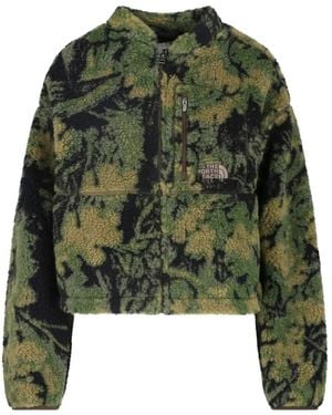 The North Face Fleece-Texture Abstract-Print Jacket - Green