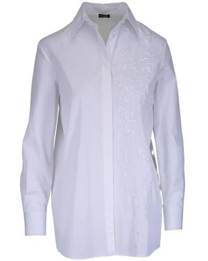 Kiton Floral-Embroidered Box-Pleat Blouse - Purple