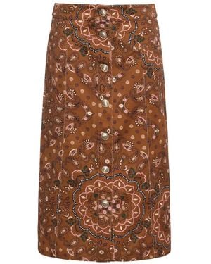 Cara Cara Juniper A-Line Midi Skirt - Brown