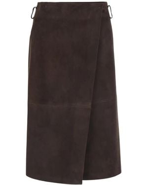 Semicouture Wrap-Style Belt-Loop Skirt - Brown