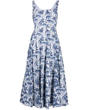 STAUD Vestido Midi Wells - Azul