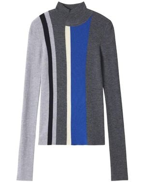 Enfold Ribbed-Knit Panelled Jumper - Blue