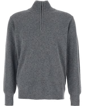 Roberto Collina High Neck Ribbed Knit Sweater - Grey