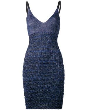 KENZO Metallic Textured Knit Dress - Blue