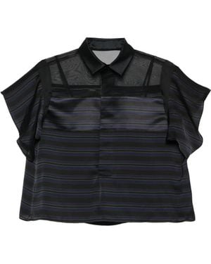 Sacai Mesh Striped Blouse - Black