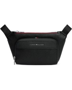 Tommy Hilfiger Strukturierte Kuriertasche Mit Logo-Schild - Schwarz