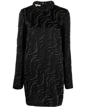 Stella McCartney Rhinestone Embellished Shift Dress - Black
