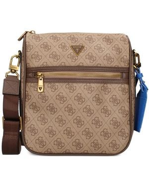 Guess Milano 4G Monogram-Pattern Logo-Plaque Messenger Bag - Brown