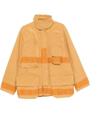 6397 Panelled High-Neck Coat - Orange