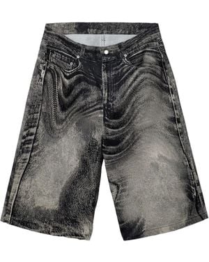 CAMPERLAB Abstract-Print Denim Shorts - Gray