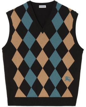 Burberry Argyle Wool Jumper Vest - Black