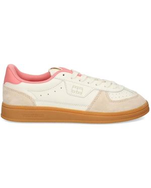 Tommy Hilfiger Logo-Detail Leather Sneakers - White