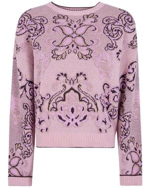 Twinset Jacquard-Knit Wool Jumper - Purple