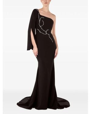 ANDREEA VENECIUC Ophelie Crystal-Embellished One-Shoulder Gown - Black