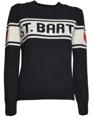 MC2 Saint Barth Logo-Intarsia Heart-Motif Sweater - Black