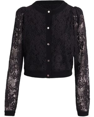 Alice + Olivia Cardigan Mit Spitze-Overlay - Schwarz