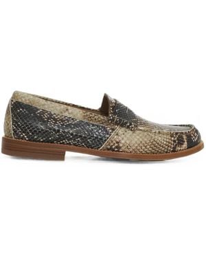 Rhude Snakeskin-Effect Penny Loafers - Grey