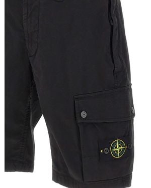 Stone Island Compass-Badge Cargo Shorts - Black