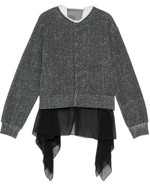 Undercover Herringbone-Pattern Layered Cardigan - Grey