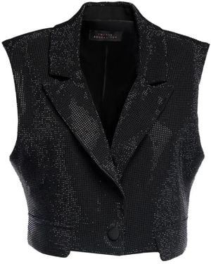 Twentyfourhaitch Edasic Rhinestone-Embellished Cropped Vest - Black