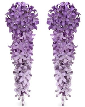 Oscar de la Renta Floral Drop Earrings - Purple