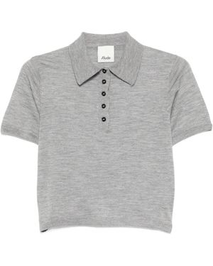 Allude Buttoned Short-Sleeve Polo Top - Grey