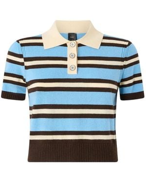 Pinko Wool And Cashmere Cropped Polo Shirt - Blue