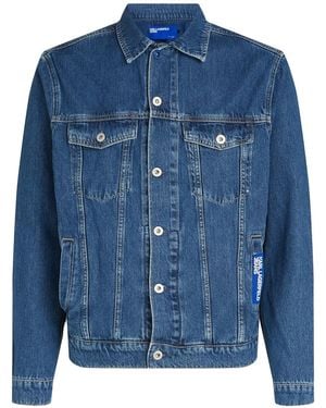 KARL LAGERFELD Logo-Patch Denim Jacket - Blue